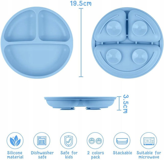 VICLOON talerz trójdzielny z przyssawką x2 + łyżeczka x2 widelec x2
