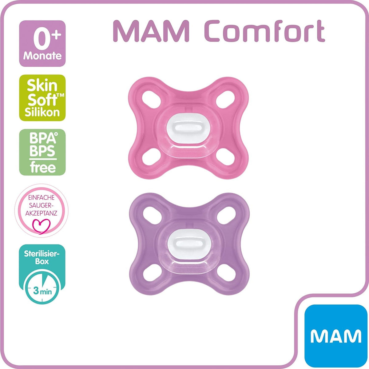 MAM COMFORT succhietto prematuro neonato x2 0m+