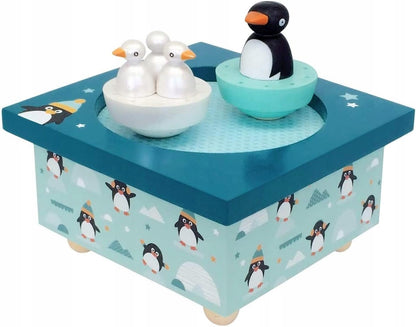 TROUSSELIER caja de música magnética de madera PINGÜINOS
