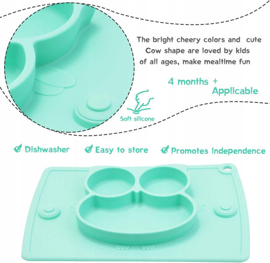 BUMKINS piatto in silicone con tovaglietta e posate