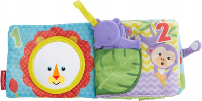 FISHER-PRICE FGJ40 książeczka sensoryczna aktywizująca ZAWIESZKA z kolorowymi zwierzątkami i uchwytem do wózka