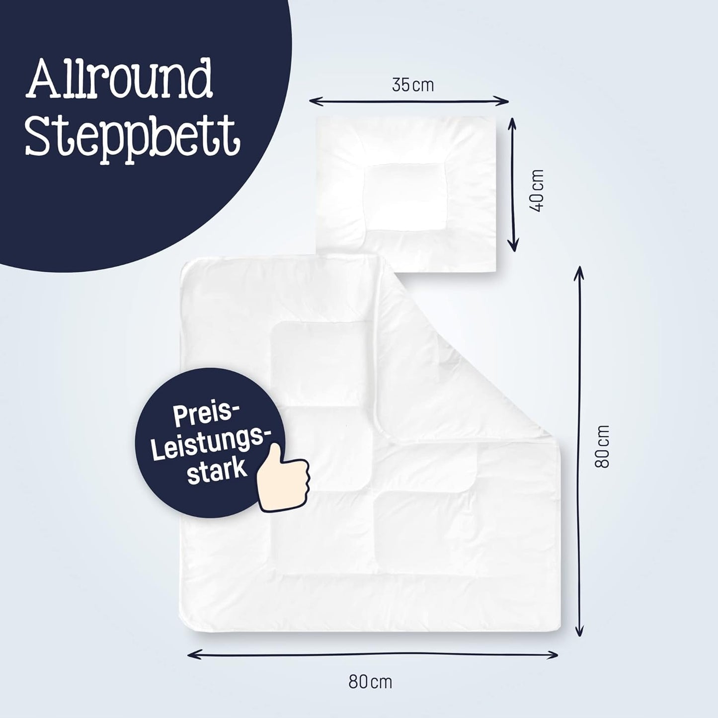 JULIUS ZOLLNER BASIC komplet poduszka i kołderka 80x80 cm/ 35x40 cm – zdjęcie produktu 2