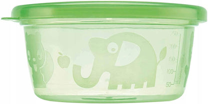 NUBY pojemniki na przekąski 6x300, zielony pojemnik 300 ml do mikrofalówki, zmywarki, lodówki i zamrażarki