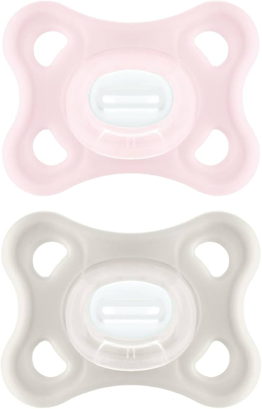 MAM Comfort smoczek uspokajający silikonowy 3-12m, różowy i beżowy, 100% silikon, lekki i przyjazny karmieniu piersią