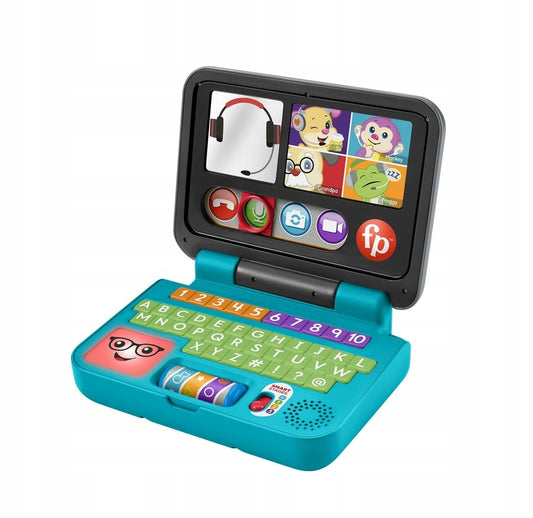 FISHER-PRICE laptop interaktywny J.NIEMIECKI 6m+ kolorowy laptop edukacyjny z dźwiękami