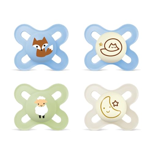 MAM Original Start smoczki uspokajające Day&Night 0-2m x4 ŚWIECĄCE, zestaw 4 smoczków dla noworodka