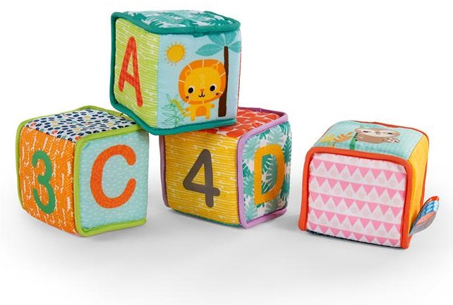 BRIGHT STARTS cuburi educaționale moi GRAB & STACK