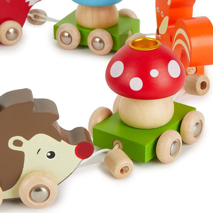 BIECO train d'anniversaire en bois ANIMAUX DE LA FORÊT