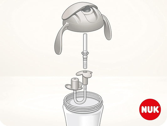 NUK Motion Cup NIEKAPEK z elastyczną słomką 8 m+