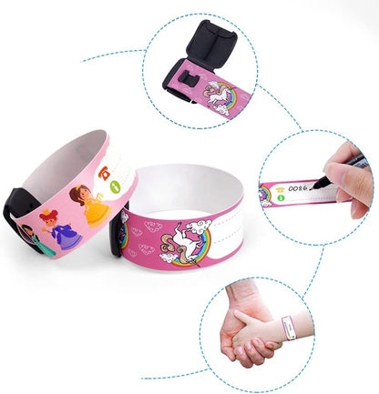 VICLOON braccialetti SOS impermeabili per bambini 8 pezzi + pennarello "O"