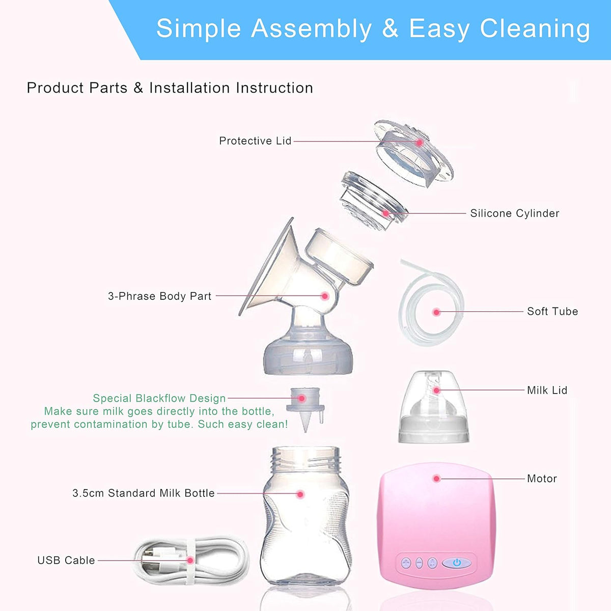 YABTF pompă de sân electrică fără BPA, wireless