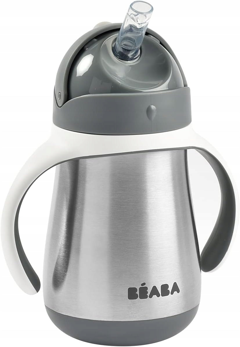 BEABA Trinklernbecher mit Trinkhalm EDELSTAHL 250 ml