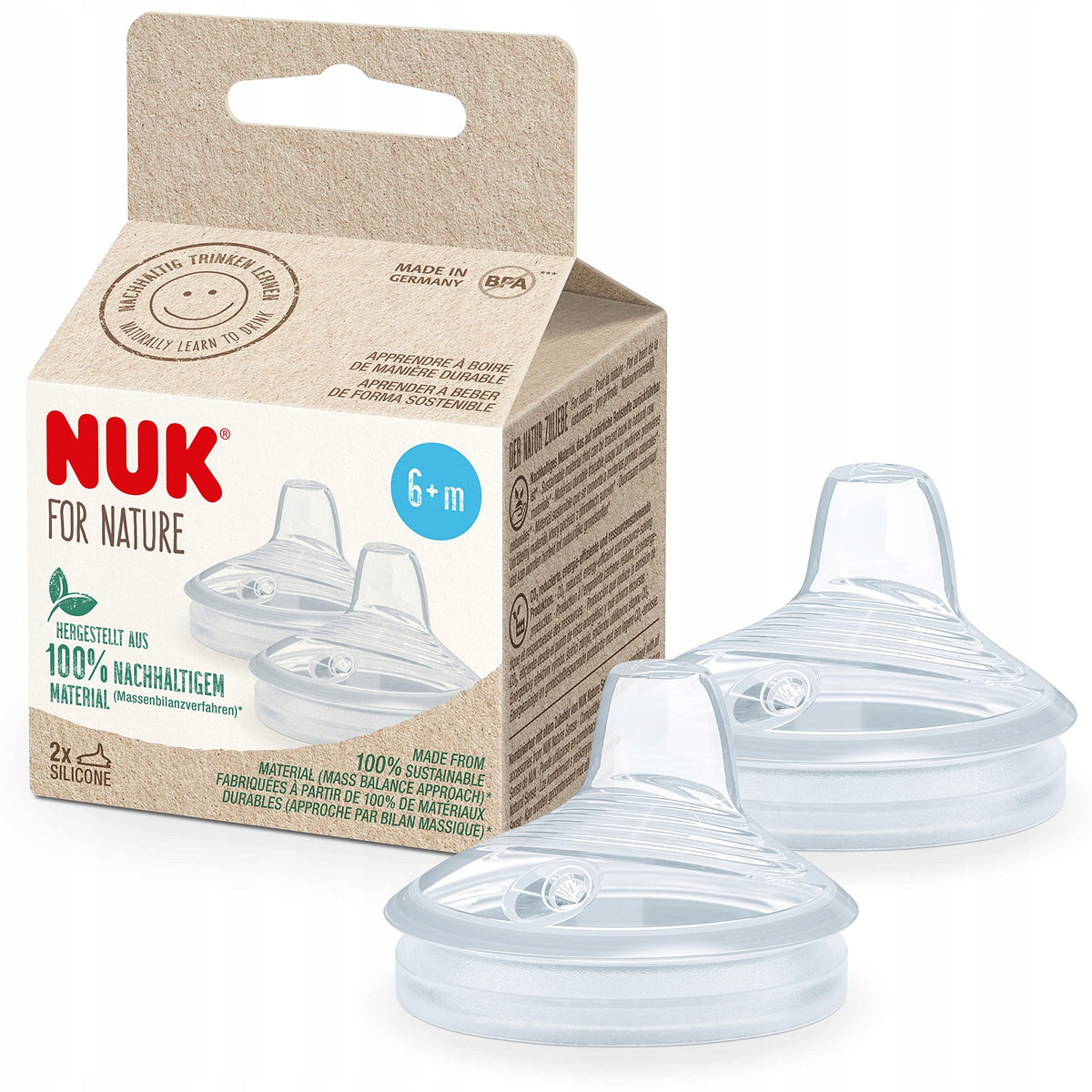 NUK for Nature silikónový náustok a cumlík na pohár 6 mesiacov+