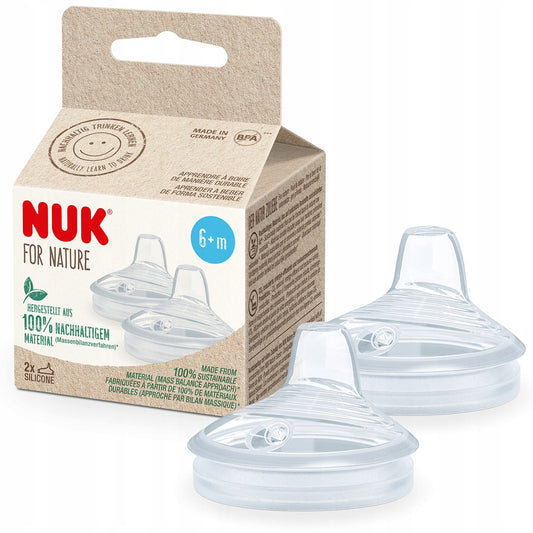 NUK for Nature ustnik silikonowy smoczek do kubka 6msc+ – 2 sztuki, BPA free, dla dzieci uczących się pić