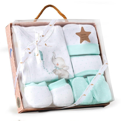 INTERBABY Baumwoll-Geschenkset mit Schlafanzug, Mütze, Socken, Lätzchen und Strumpfhose