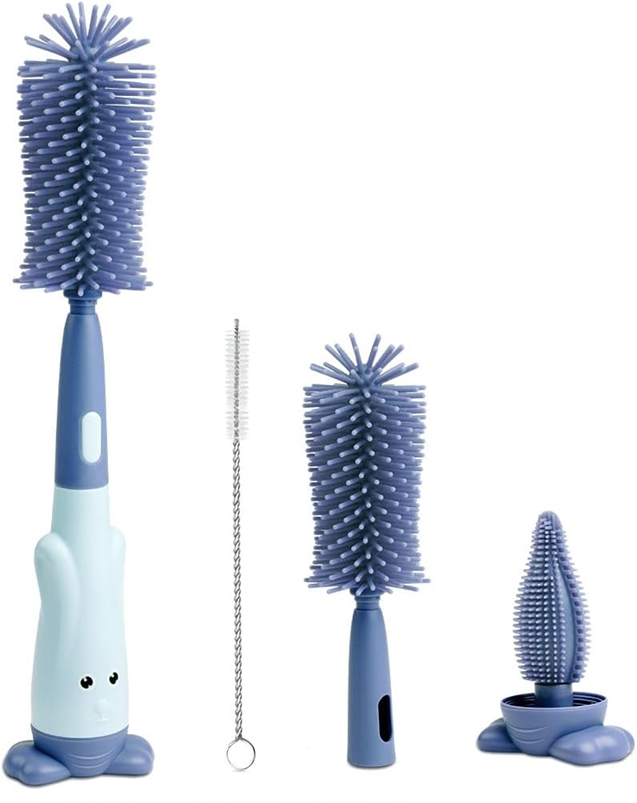 VICLOON 3în1 perii din silicon pentru curățarea sticlelor, tetinelor și paielor 28cm