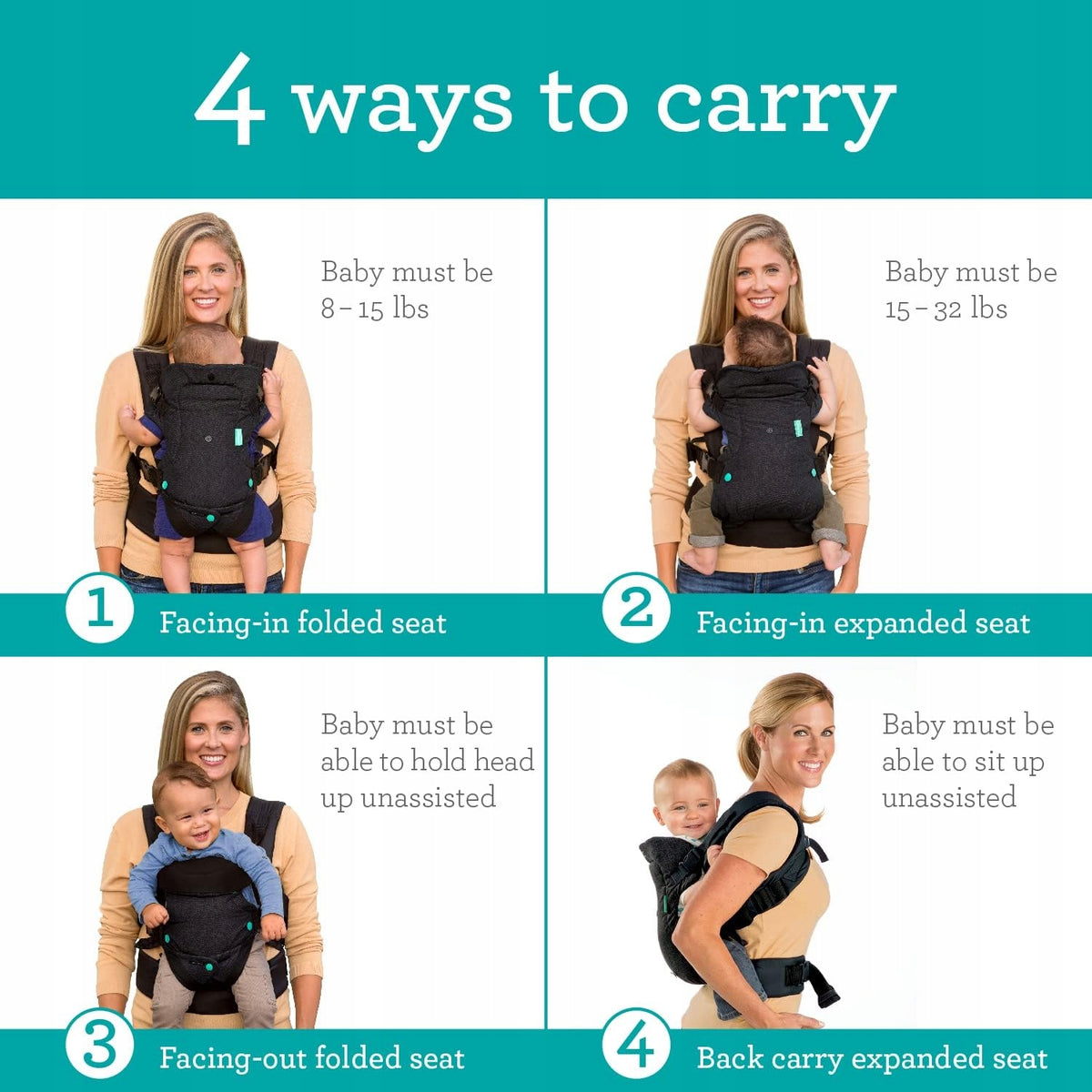 INFANTINO FLIP portabebés ergonómico 4 en 1 3,5 - 14,5 kg