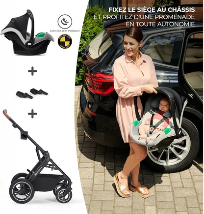 KINDERKRAFT B-TOUR 3w1 wózek wielofunkcyjny do 22kg + fotelik MINK PRO – DARK GREY – zdjęcie 14