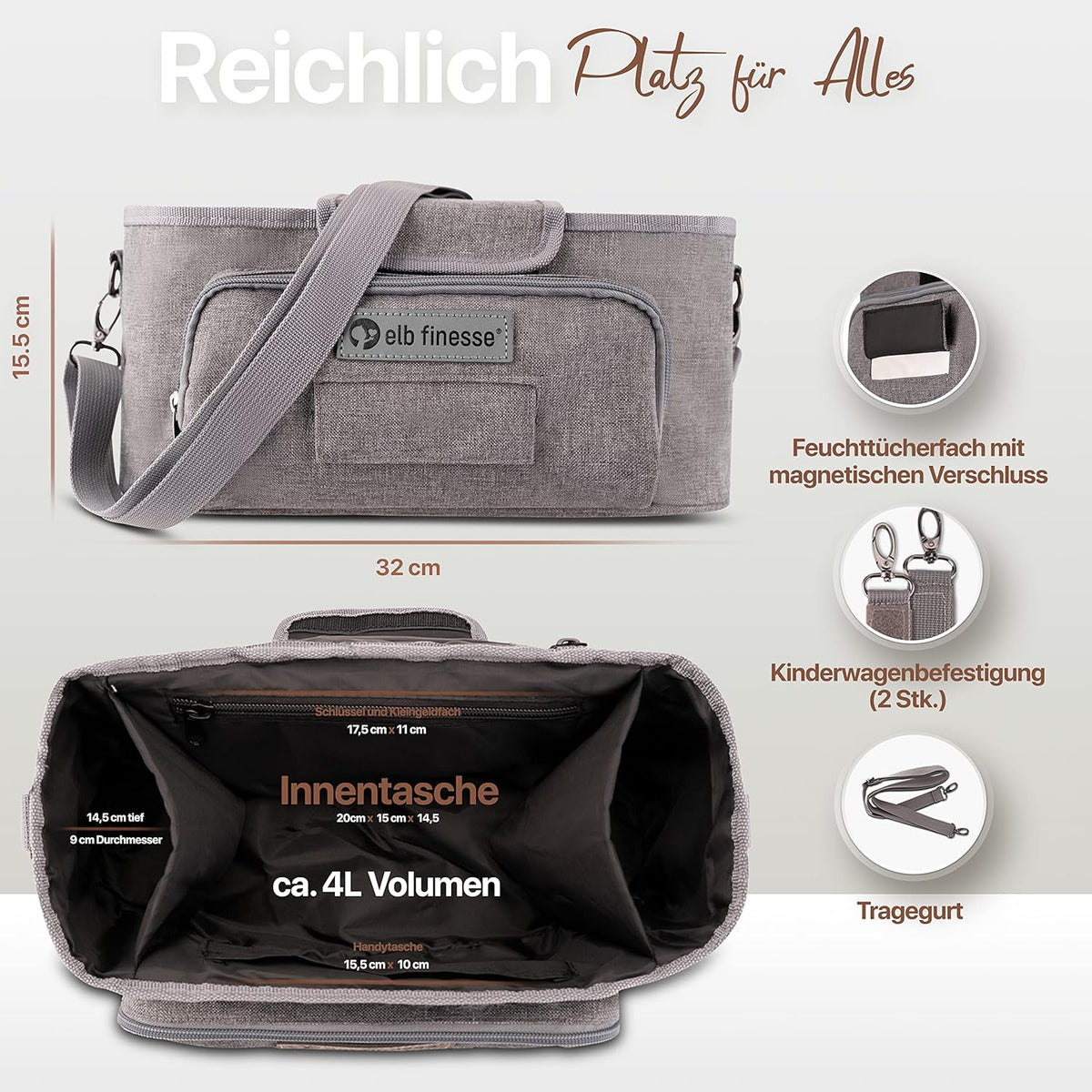 ORGANIZER voor kinderwagen voor accessoires 32x15cm