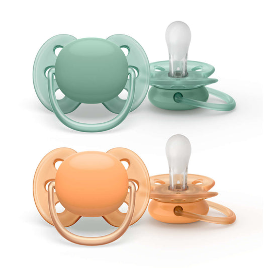 PHILIPS AVENT Ultra Soft smoczki x 2 0-6msc, miękkie smoczki uspokajające dla wrażliwej skóry, BPA free