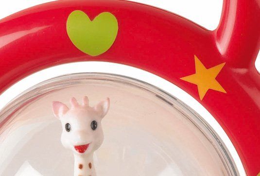 Sophie la Giraffe classic Sophie's Ætch made ofÂ felt and rattle smaller teether