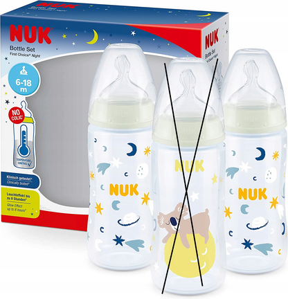 NUK NIGHT Flessenset 2x 300 ml CONTROL TEMP.
