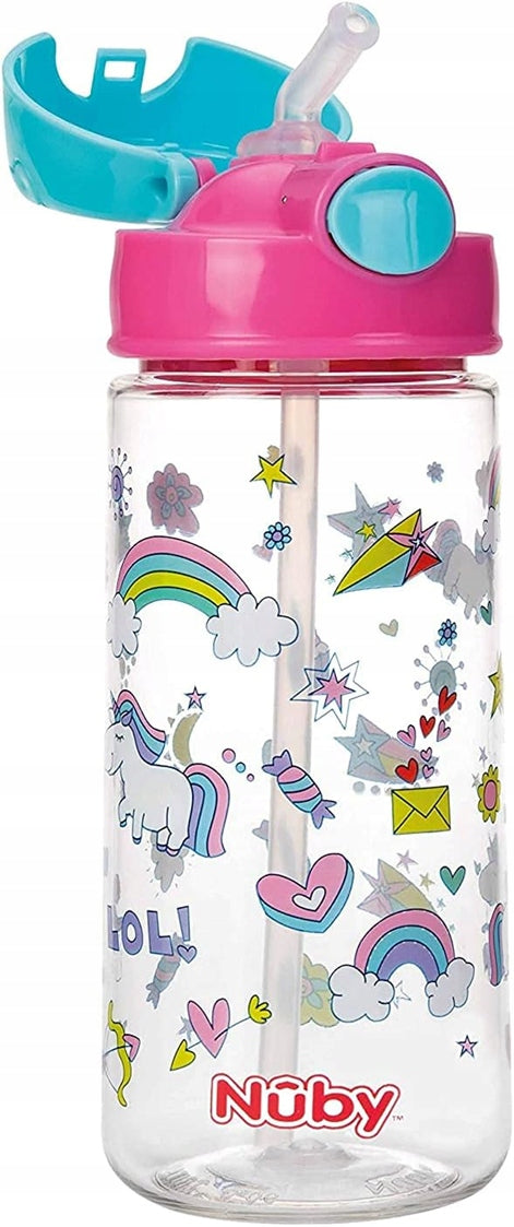 NUBY Gobelet avec paille en tritan, bouteille pour enfants 4 mois+ 540 ml