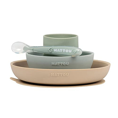 NATTOU set da tavola in silicone da 4 pezzi