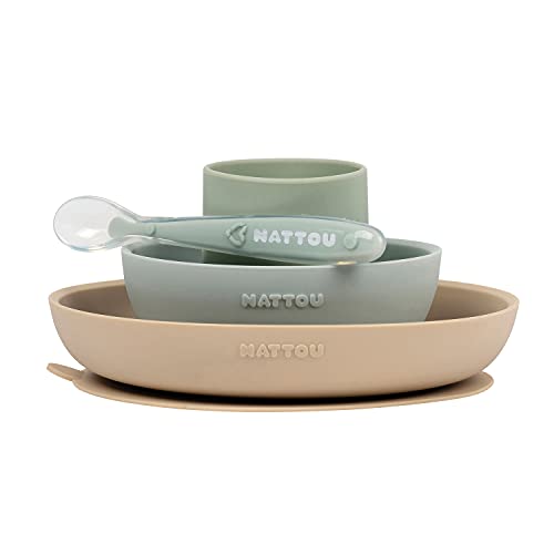 NATTOU set da tavola in silicone da 4 pezzi