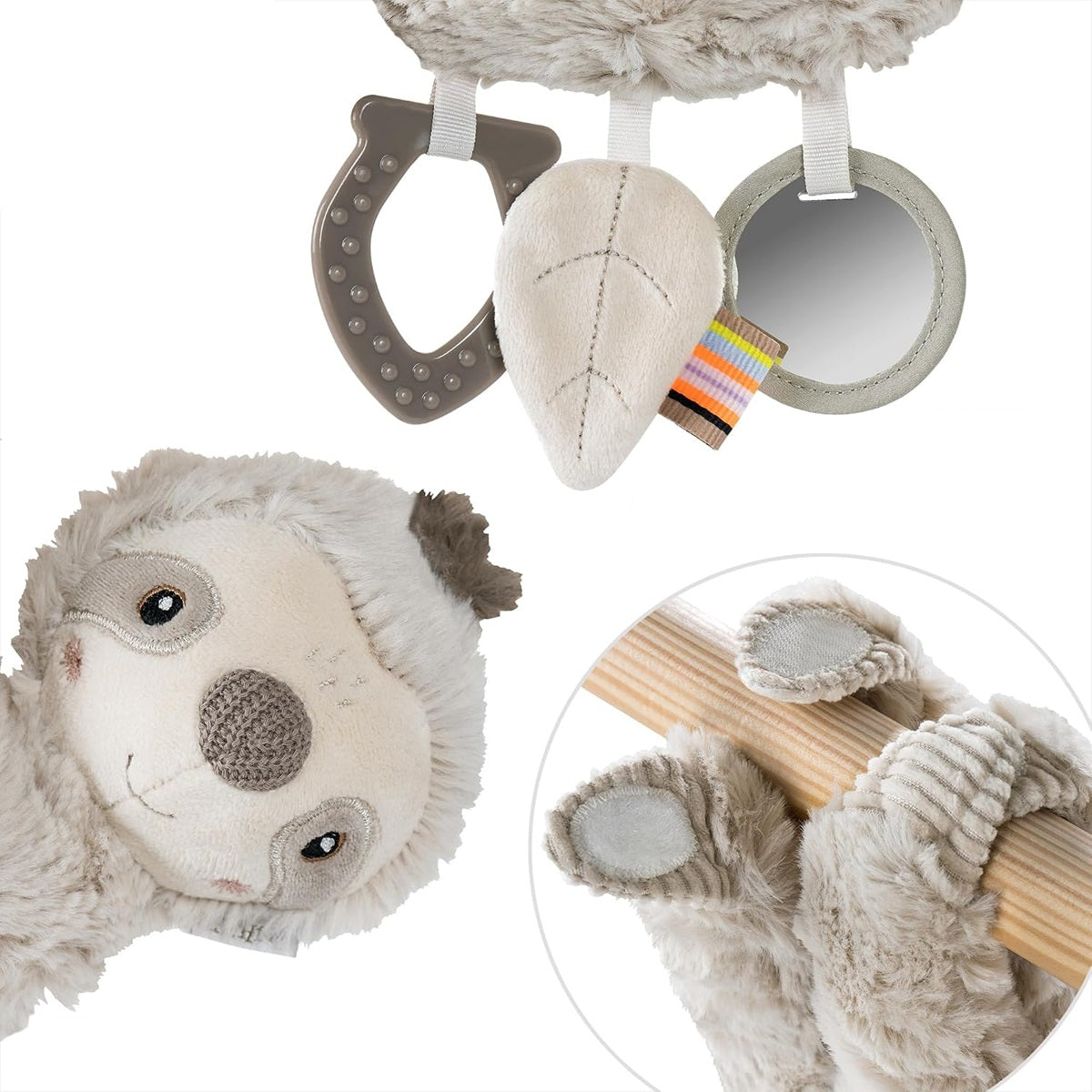 FEHN Activity pluszowy LENIWIEC zawieszka do wózka i fotelika 22 cm – zdjęcie produktu 2