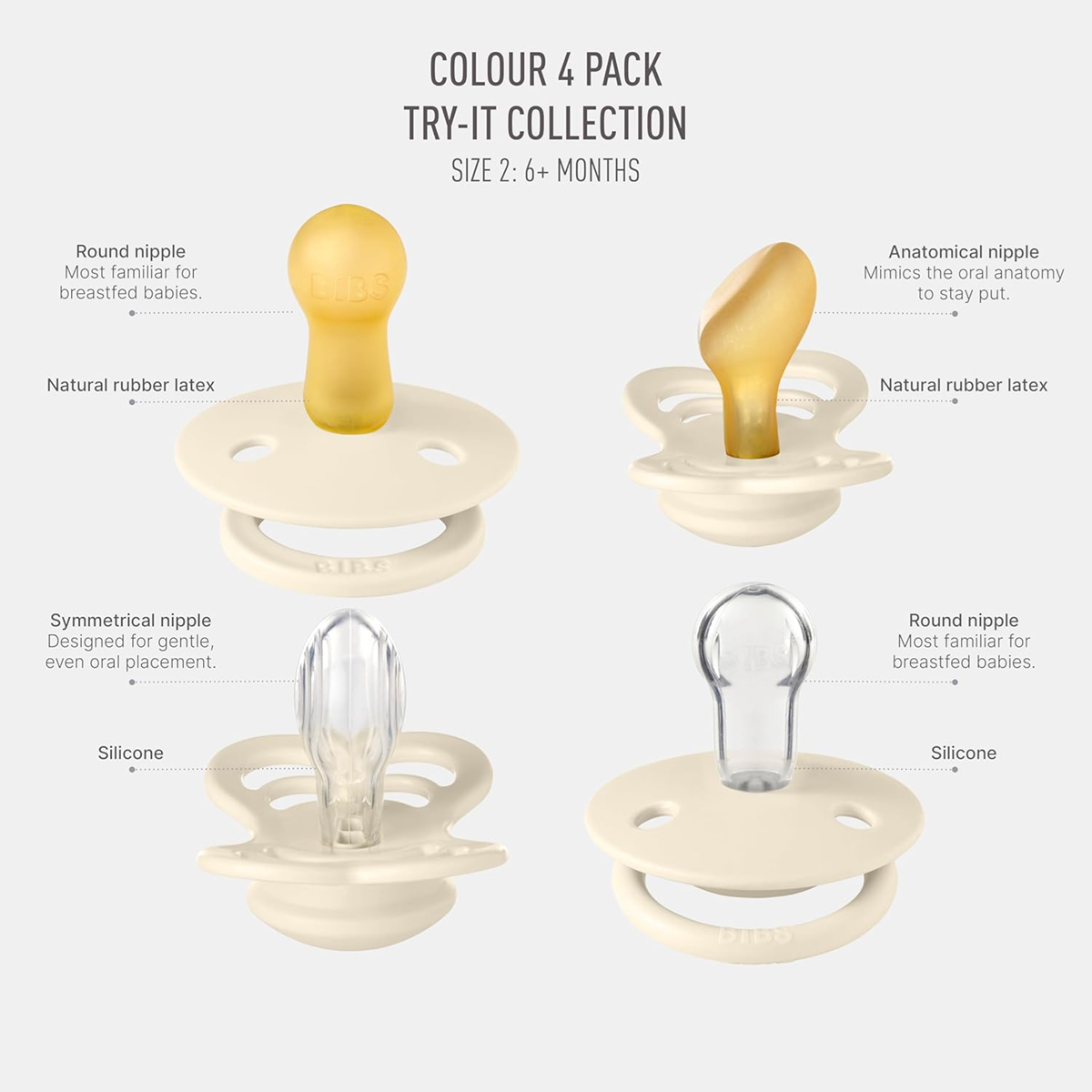 BIBS TRY-IT set of four pacifiers