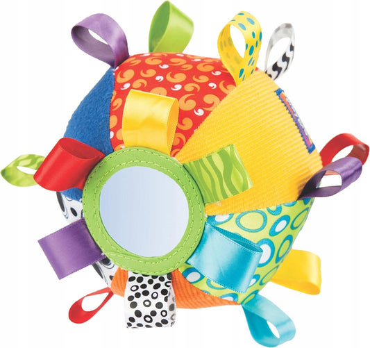 PLAYGRO Loopy Loops sensoryczna pluszowa piłka z lusterkiem i dzwoneczkiem