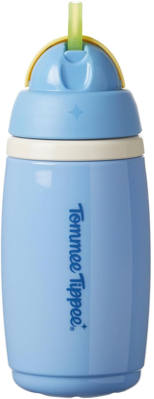 TOMMEE TIPPEE Active Straw Cup kubek bidon ze słomką 266 ml 12 m+ niebieski kubek z silikonową słomką