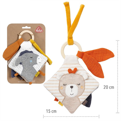 FEHN NATUR libro sensoriale in cotone ASINO e ORSO 15 x 20 cm