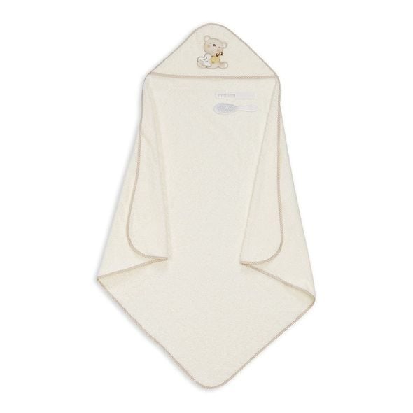 Interbaby Love You asciugamano con cappuccio color crema 100x100 cm