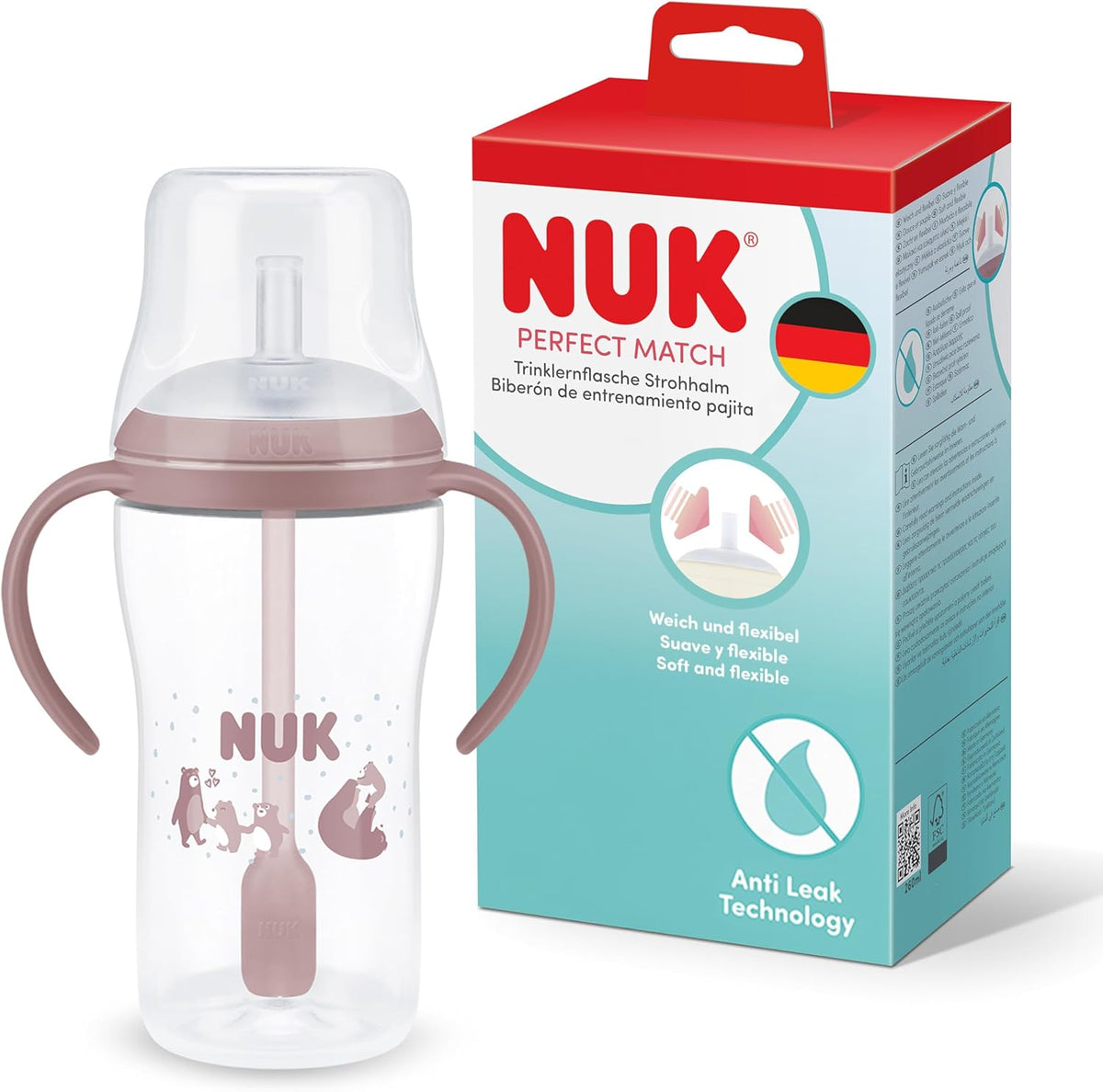 NUK Perfect Match ποτήρι με καλαμάκι 260 ml 8m+