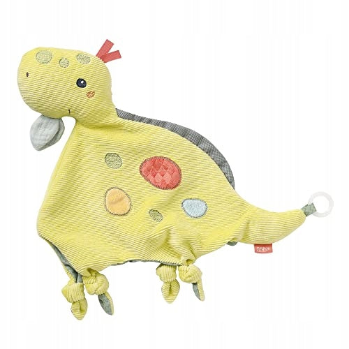 FEHN Happy Dino komforter przytulanka DINOZAUR 30 cm uchwyt smoczka, miękka przytulanka dla niemowląt