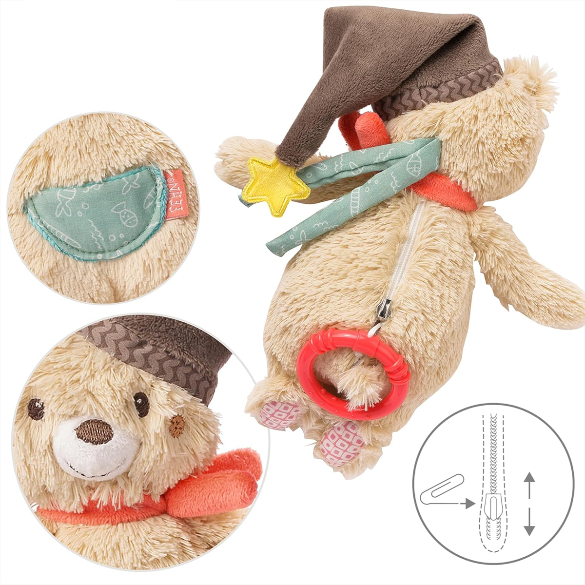 FEHN Beer Bruno pluche knuffel met muziekdoosje 21 cm