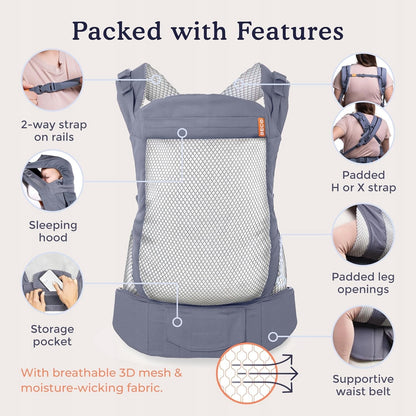BECO TODDLER marsupio con fibbia 9-27kg mesh 3d