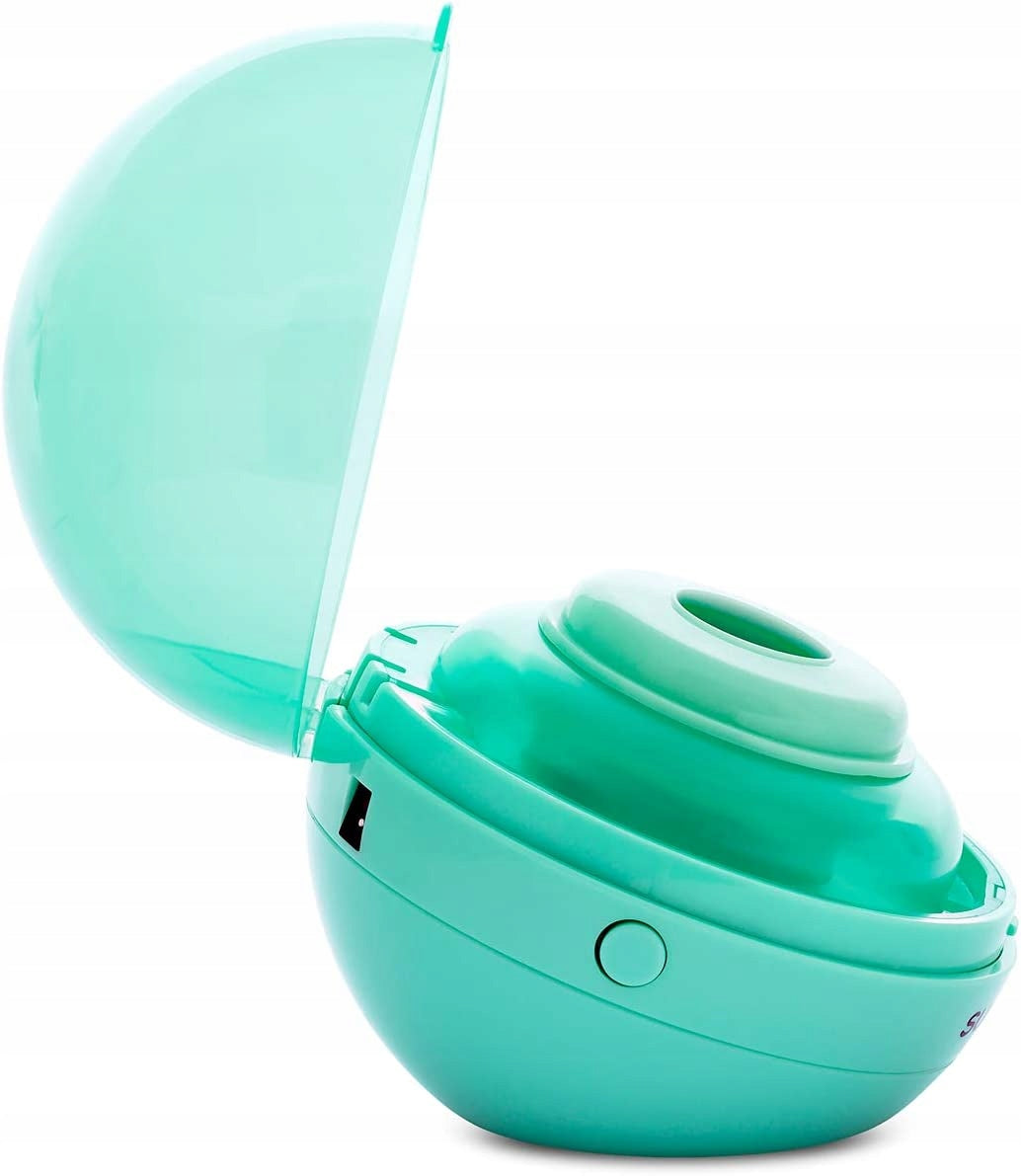SUAVINEX Duccio STERYLIZATOR smoczków UV 9 cm, zielony sterylizator smoczków z USB i bateriami AAA