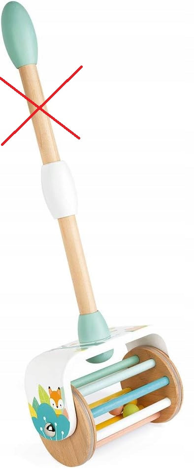 JANOD Pure drewniany pchacz z grzechotką 30 cm, drewniana zabawka do nauki chodzenia dla dzieci od 18 miesięcy