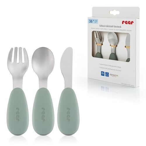 REER posate per bambini in silicone e acciaio 3 pezzi