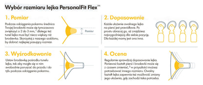 MEDELA SOLO laktator elektryczny 2-fazowy USB z lejkiem PersonalFit Flex i instrukcją doboru rozmiaru