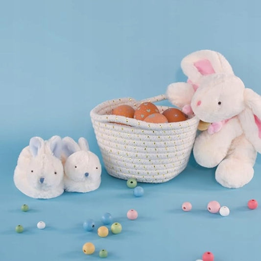 DOUDOU et COMPAGNIE mjuka babyskor med skallror KANINER