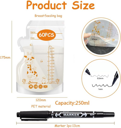 Voedselopbergzakjes 60 stuks 250ml