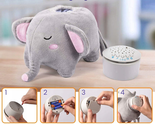 MOMCOZY przytulanka projektor gwiazd 15 melodii i dźwięków 13x19 cm SŁOŃ