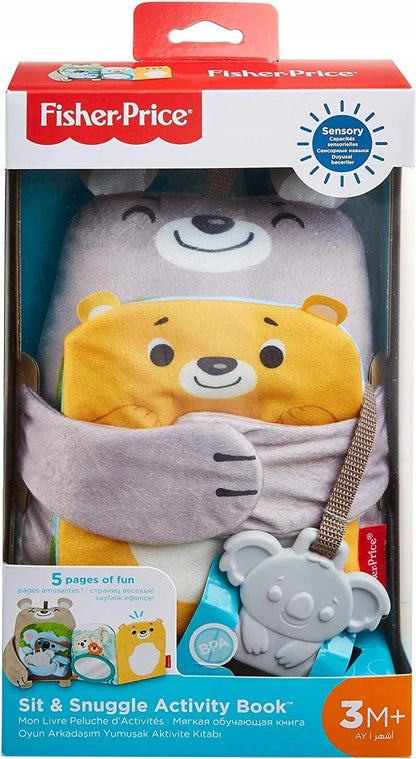 FISHER-PRICE książeczka aktywizująca sensor 3m+ książeczka sensoryczna z pluszowym misiem i 5 stronami