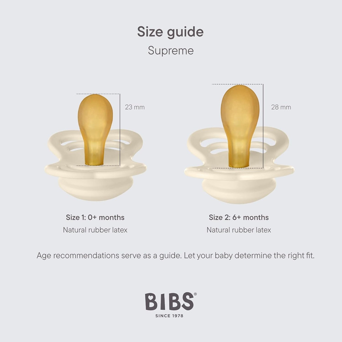 BIBS SUPREME Beruhigungsschnuller aus Kautschuk 0–6 Monate SYMMETRISCH – Produktfoto 4