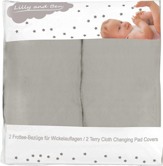 LILLY AND BEN 2x frotté hoes voor aankleedkussen 75-95x65-85 L