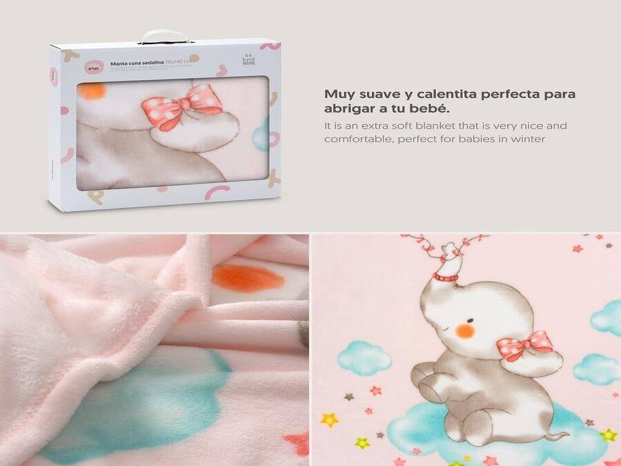 Interbaby Elefante Cometa pink blanket 110x140 cm